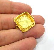Gold Pendant Blank Connector Mosaic Base inlay Blank Necklace Blank Resin Blank Mountings Gold Plated Brass ( 15mm blank ) G14874