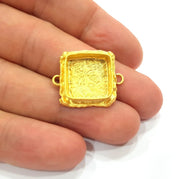 Gold Pendant Blank Connector Mosaic Base inlay Blank Necklace Blank Resin Blank Mountings Gold Plated Brass ( 15mm blank ) G14874