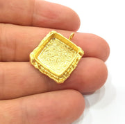 Gold Pendant Blank Mosaic Base inlay Blank Necklace Blank Resin Blank Mountings Gold Plated Brass ( 14mm blank ) G14876