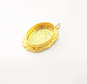 Gold Pendant Blank Mosaic Base inlay Blank Necklace Blank Resin Blank Mountings Gold Plated Brass ( 20x14mm blank ) G14877