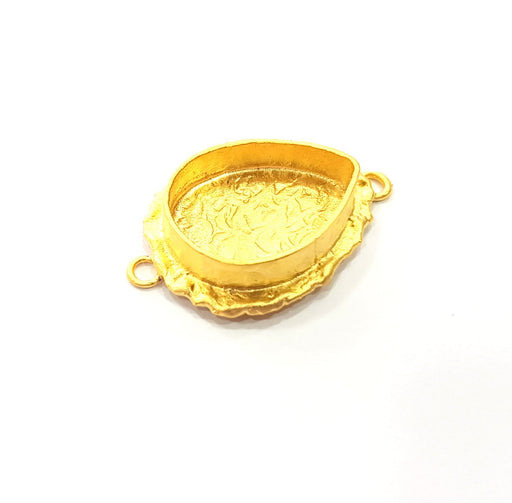 Gold Pendant Blank Connector Mosaic Base inlay Blank Necklace Blank Resin Blank Mountings Gold Plated Brass ( 20x14mm blank ) G14878