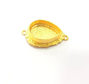 Gold Pendant Blank Connector Mosaic Base inlay Blank Necklace Blank Resin Blank Mountings Gold Plated Brass ( 20x14mm blank ) G14878