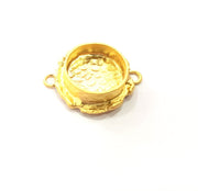 Gold Pendant Blank Connector Mosaic Base inlay Blank Necklace Blank Resin Blank Mountings Gold Plated Brass ( 14mm blank ) G14879