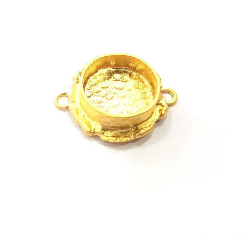 Gold Pendant Blank Connector Mosaic Base inlay Blank Necklace Blank Resin Blank Mountings Gold Plated Brass ( 14mm blank ) G14879