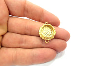 Gold Pendant Blank Connector Mosaic Base inlay Blank Necklace Blank Resin Blank Mountings Gold Plated Brass ( 14mm blank ) G14879