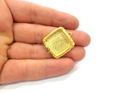 Gold Pendant Blank Connector Mosaic Base inlay Blank Necklace Blank Resin Blank Mountings Gold Plated Brass ( 18mm blank ) G14880