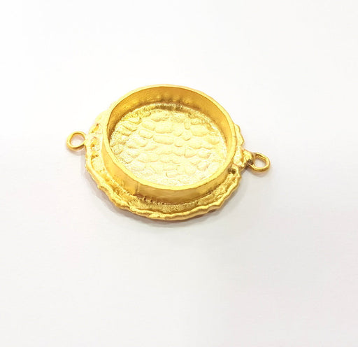 Gold Pendant Blank Connector Mosaic Base inlay Blank Necklace Blank Resin Blank Mountings Gold Plated Brass ( 20mm blank ) G14881