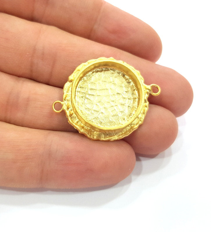 Gold Pendant Blank Connector Mosaic Base inlay Blank Necklace Blank Resin Blank Mountings Gold Plated Brass ( 20mm blank ) G14881