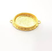 Gold Pendant Blank Connector Mosaic Base inlay Blank Necklace Blank Resin Blank Mountings Gold Plated Brass ( 25x18mm blank ) G14882