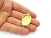Gold Pendant Blank Connector Mosaic Base inlay Blank Necklace Blank Resin Blank Mountings Gold Plated Brass ( 25x18mm blank ) G14882