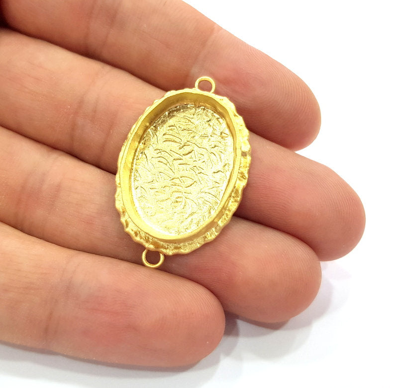 Gold Pendant Blank Connector Mosaic Base inlay Blank Necklace Blank Resin Blank Mountings Gold Plated Brass ( 25x18mm blank ) G14882