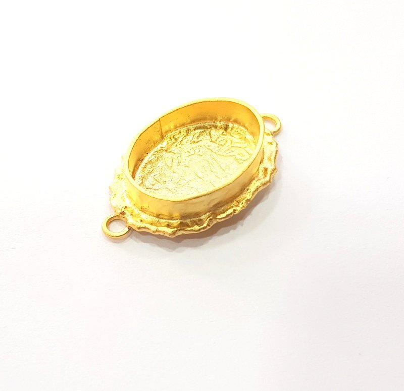 Gold Pendant Blank Connector Mosaic Base inlay Blank Necklace Blank Resin Blank Mountings Gold Plated Brass ( 20x14mm blank ) G14883