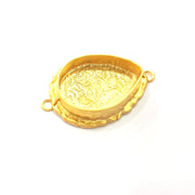 Gold Pendant Blank Connector Mosaic Base inlay Blank Necklace Blank Resin Blank Mountings Gold Plated Brass ( 25x18mm blank ) G14884