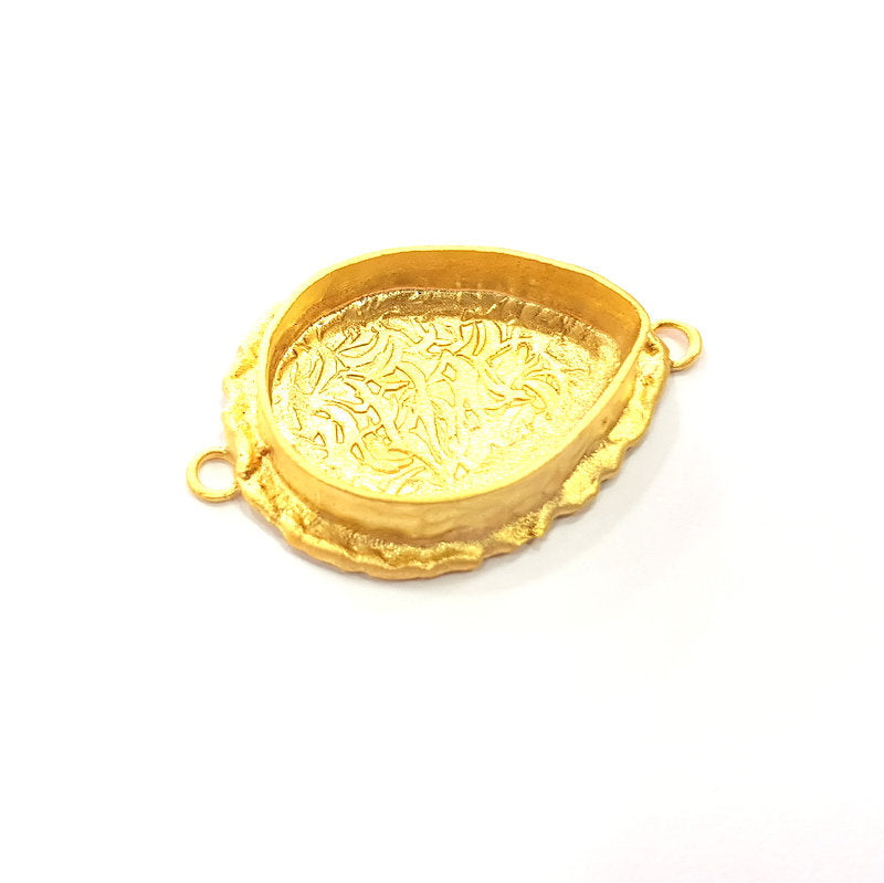Gold Pendant Blank Connector Mosaic Base inlay Blank Necklace Blank Resin Blank Mountings Gold Plated Brass ( 25x18mm blank ) G14884
