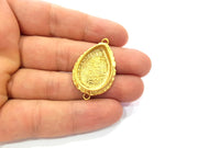 Gold Pendant Blank Connector Mosaic Base inlay Blank Necklace Blank Resin Blank Mountings Gold Plated Brass ( 25x18mm blank ) G14884