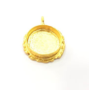 Gold Pendant Blank Mosaic Base inlay Blank Necklace Blank Resin Blank Mountings Gold Plated Brass ( 20mm blank ) G14885