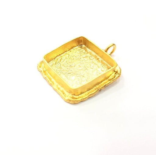 Gold Pendant Blank Mosaic Base inlay Blank Necklace Blank Resin Blank Mountings Gold Plated Brass ( 18mm blank ) G14886