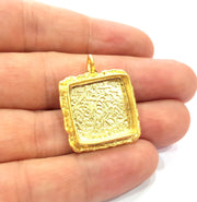 Gold Pendant Blank Mosaic Base inlay Blank Necklace Blank Resin Blank Mountings Gold Plated Brass ( 18mm blank ) G14886