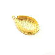 Gold Pendant Blank Mosaic Base inlay Blank Necklace Blank Resin Blank Mountings Gold Plated Brass ( 25x18mm blank ) G14890