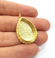 Gold Pendant Blank Mosaic Base inlay Blank Necklace Blank Resin Blank Mountings Gold Plated Brass ( 25x18mm blank ) G14890