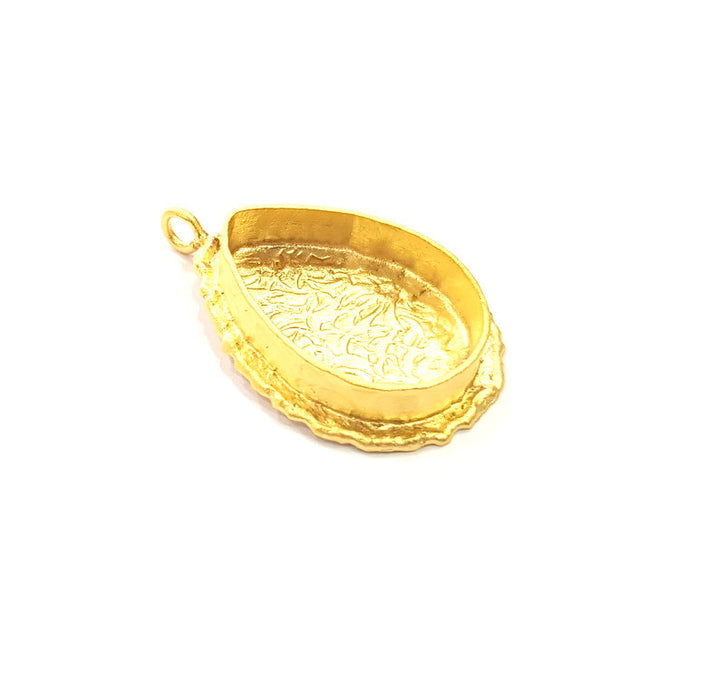 Gold Pendant Blank Mosaic Base inlay Blank Necklace Blank Resin Blank Mountings Gold Plated Brass ( 25x18mm blank ) G14890