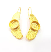 Earring Blank Base Settings Gold Resin Blank Cabochon Bases inlay Blank Mountings Gold Plated Brass (14mm blank) 1 Set  G14891