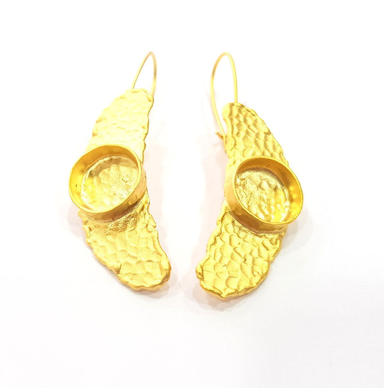 Earring Blank Base Settings Gold Resin Blank Cabochon Bases inlay Blank Mountings Gold Plated Brass (14mm blank) 1 Set  G14891
