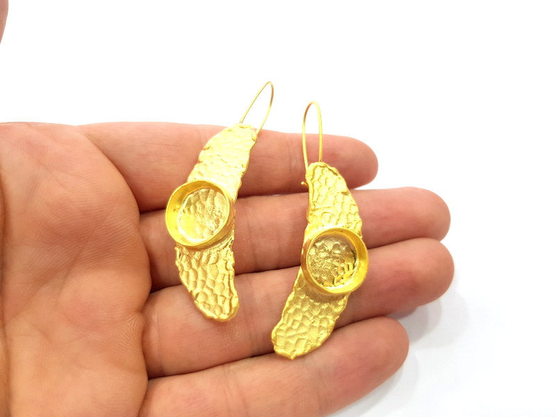 Earring Blank Base Settings Gold Resin Blank Cabochon Bases inlay Blank Mountings Gold Plated Brass (14mm blank) 1 Set  G14891