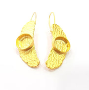 Earring Blank Base Settings Gold Resin Blank Cabochon Bases inlay Blank Mountings Gold Plated Brass (14mm blank) 1 Set  G14891