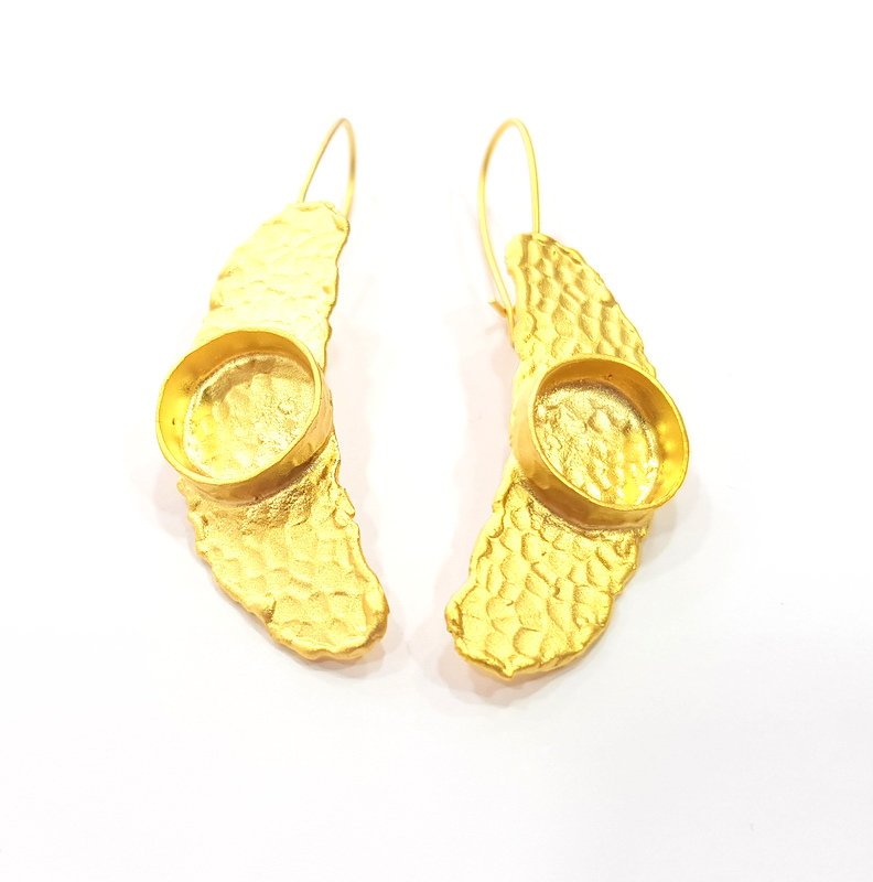 Earring Blank Base Settings Gold Resin Blank Cabochon Bases inlay Blank Mountings Gold Plated Brass (14mm blank) 1 Set  G14891