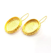 Earring Blank Base Settings Gold Resin Blank Cabochon Bases inlay Blank Mountings Gold Plated Brass (25x18mm blank) 1 Set  G14895