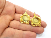 Earring Blank Base Settings Gold Resin Blank Cabochon Bases inlay Blank Mountings Gold Plated Brass (15mm blank) 1 Set  G14896