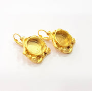 Earring Blank Base Settings Gold Resin Blank Cabochon Bases inlay Blank Mountings Gold Plated Brass (15mm blank) 1 Set  G14896