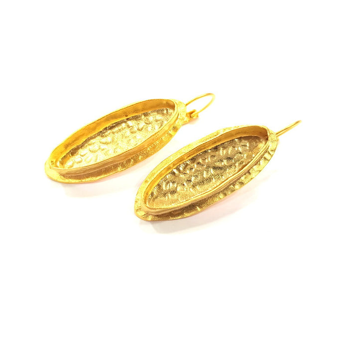 Earring Blank Base Settings Gold Resin Blank Cabochon Bases inlay Blank Mountings Gold Plated Brass (29x8mm blank) 1 Set  G14252