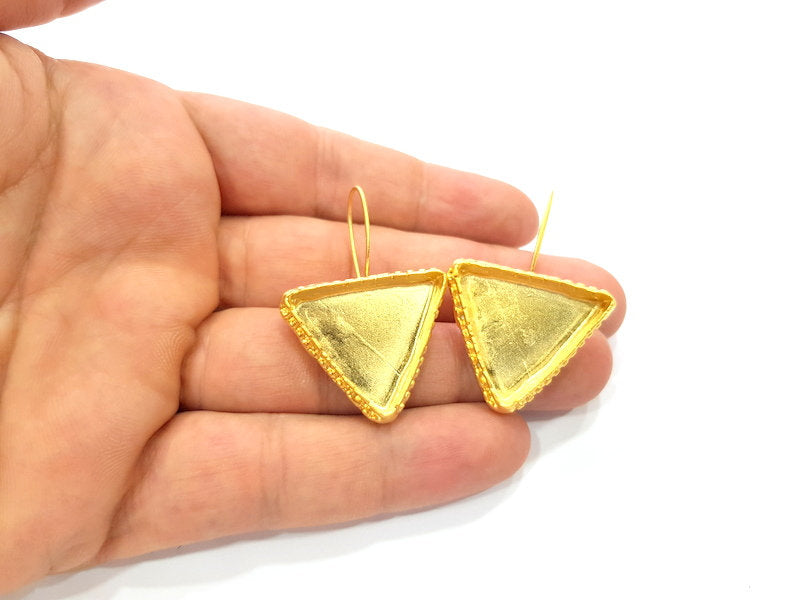 Earring Blank Base Settings Gold Resin Blank Cabochon Bases inlay Blank Mountings Gold Plated Brass (24x21mm blank) 1 Set  G14899
