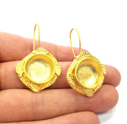 Earring Blank Base Settings Gold Resin Blank Cabochon Bases inlay Blank Mountings Gold Plated Brass (15mm blank) 1 Set  G14900
