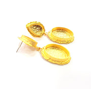 Earring Blank Base Settings Gold Resin Blank Cabochon Bases inlay Blank Mountings Gold Plated Brass (18x13mm + 14x10mm blank) 1 Set  G14906