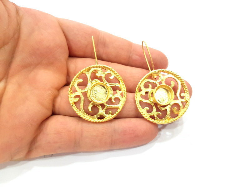 Earring Blank Base Settings Gold Resin Blank Cabochon Bases inlay Blank Mountings Gold Plated Brass (10mm blank) 1 Set  G14909