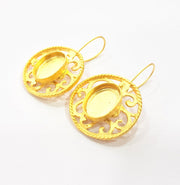 Earring Blank Base Settings Gold Resin Blank Cabochon Bases inlay Blank Mountings Gold Plated Brass (18x13mm blank) 1 Set  G14913