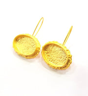Earring Blank Base Settings Gold Resin Blank Cabochon Bases inlay Blank Mountings Gold Plated Brass (20x14mm blank) 1 Set  G14917