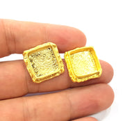 Earring Blank Base Settings Gold Resin Blank Cabochon Bases inlay Blank Mountings Gold Plated Brass (14mm blank) 1 Set  G14918