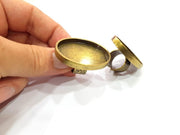 Antique Bronze Ring Blank Setting Cabochon Base inlay Ring Backs Mounting Adjustable Ring Bezel (40x30mm blank) Antique Bronze Plated G15668