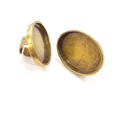 Antique Bronze Ring Blank Setting Cabochon Base inlay Ring Backs Mounting Adjustable Ring Bezel (40x30mm blank) Antique Bronze Plated G15668