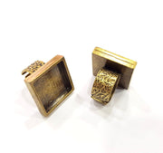 Antique Bronze Ring Blank Setting Cabochon Base inlay Ring Backs Mounting Adjustable Ring Bezel (20x20mm blank) Antique Bronze Plated G15670