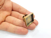 Antique Bronze Ring Blank Setting Cabochon Base inlay Ring Backs Mounting Adjustable Ring Bezel (20x20mm blank) Antique Bronze Plated G15670