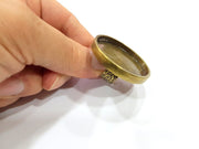 Antique Bronze Ring Blank Setting Cabochon Base inlay Ring Backs Mounting Adjustable Ring Bezel (40mm blank) Antique Bronze Plated G15671