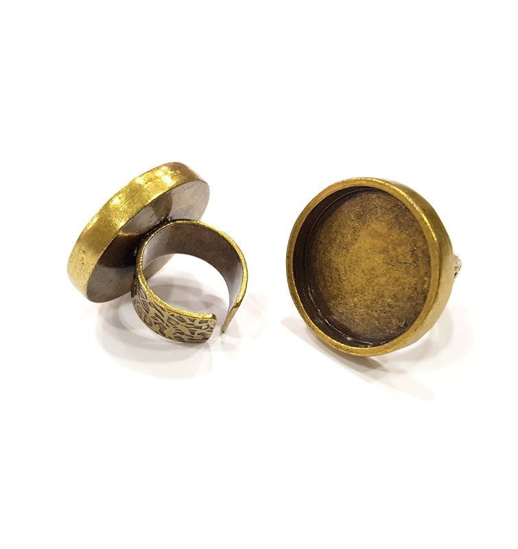 Antique Bronze Ring Blank Setting Cabochon Base inlay Ring Backs Mounting Adjustable Ring Bezel (25mm blank) Antique Bronze Plated G15674