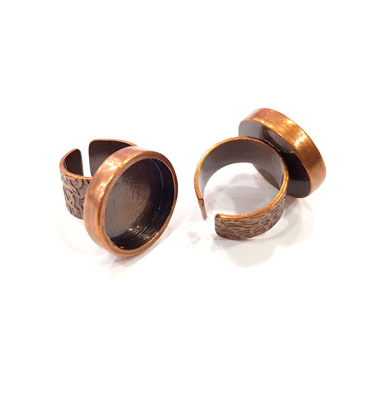 Copper Ring Blank Setting Cabochon Base inlay Ring Backs Mounting Adjustable Ring Base Bezel (18mm blank) Antique Copper Plated G15676