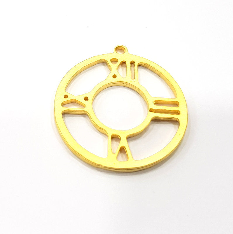 2 Clock Charm Gold Charms Gold Plated Metal (31mm)  G15680