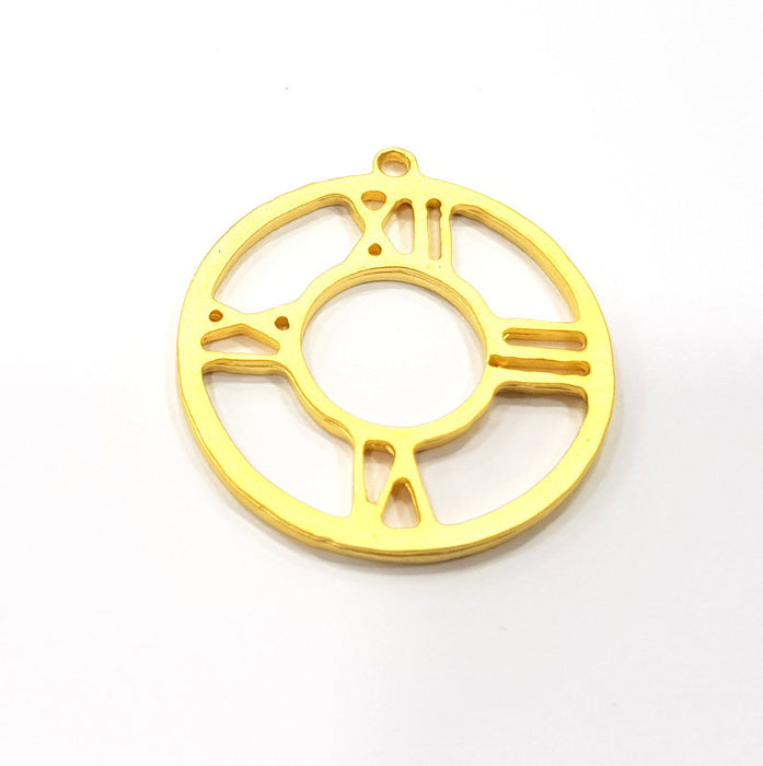 2 Clock Charm Gold Charms Gold Plated Metal (31mm)  G15680